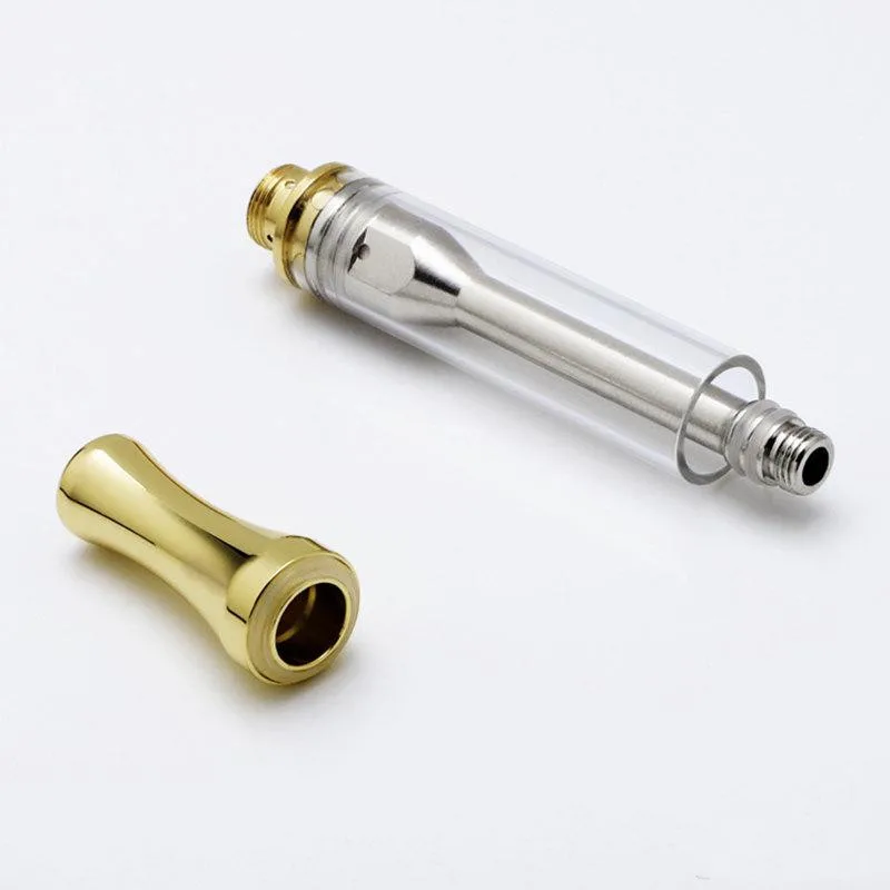 500pcs/Lot Golden Glass Cartridge With Retail Packaging 1.0ml Vaporizer Pen Cartridge with Ceramic Coil For Thick Oil