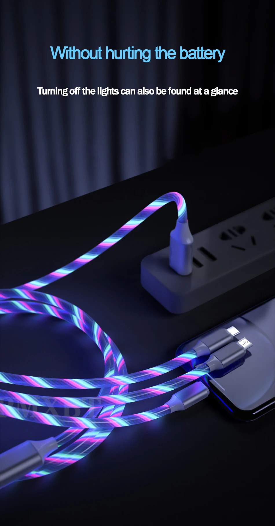 3в1 светодиодный светящийся струящийся кабель Micro USB type C для iPhone X, samsung, S9, зарядный кабель 2.4A, кабель USB C для быстрой зарядки телефона