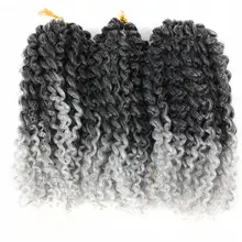 Вязанные косички искусственные кучерявые волосы Ombre 1B/серые плетеные волосы для женщин 8 дюймов 3 шт./упак. 60 прядей синтетические волосы для наращивания Pageup