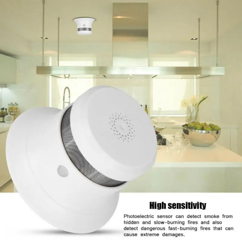 Wireless Photoelectric Smoke Detector Fire Alarm Sensor System Cordless Optical Acoustic Alarm Home Security