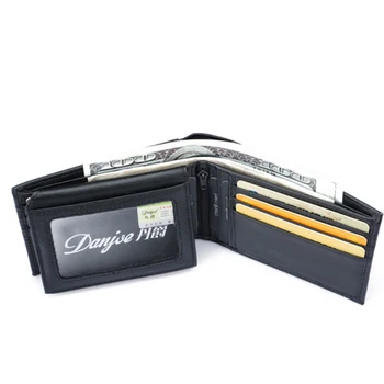 

DANJUE Genuine Leather Wallet Fashion Short Bifold Men Wallet Rfid Blocking Zipper Coin Pocket Purses Cowskin Credit Card Case