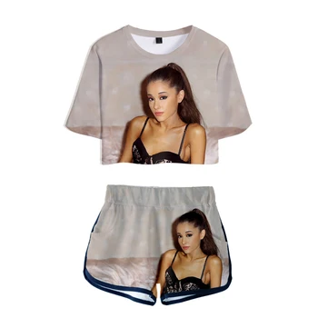 

Harajuku 3D New Summer Ariana Grande Cool Singer Two Piece Sets Hip Shorts+Short Sleeve T-shirt Casual Lumber Sexy Women Sets