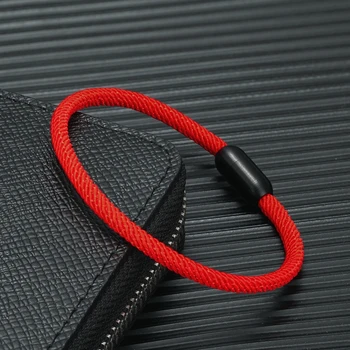 Navy Style Nautical Thread Rope Bracelet Stainless Steel Magnet Mens Women Red Couple Minimalist Yoga Meditation Jewelry