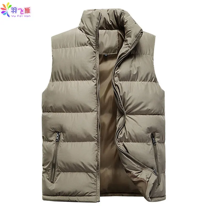 

Casual Men's Winter Jacket Cotton Sleeveless Men's Vest Plus Size 6XL Solid Color Black Mens Vest Jacket Chaleco Jaqueta