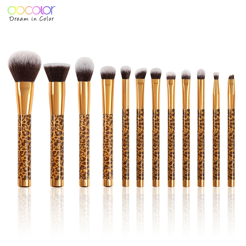 Pincéis de Maquiagem Escova de Maquiagem Docolor Cosméticos Fundação Sombra Compõem Escovas Conjunto Cabelo Sintético 12 Pçs pó 2 Aplicador de sombra
