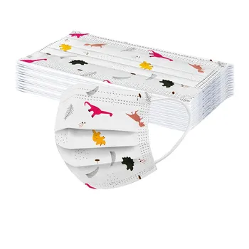 

30PC Children's Disposable Mask Dinosaur Cartoon Printing Mask Non-woven Three-layer filtration personal safe Breathable mask