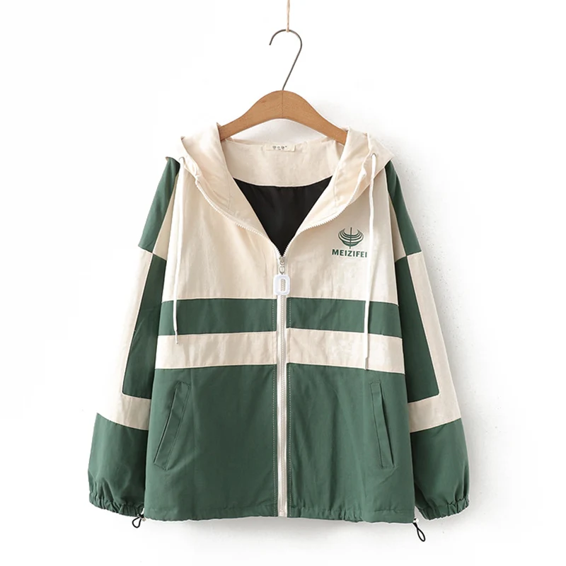 

Hooded Ladies new Spring Autumn safari style Stand Collar Jacket Women Fashion Baseball Uniform Female Casual Coat
