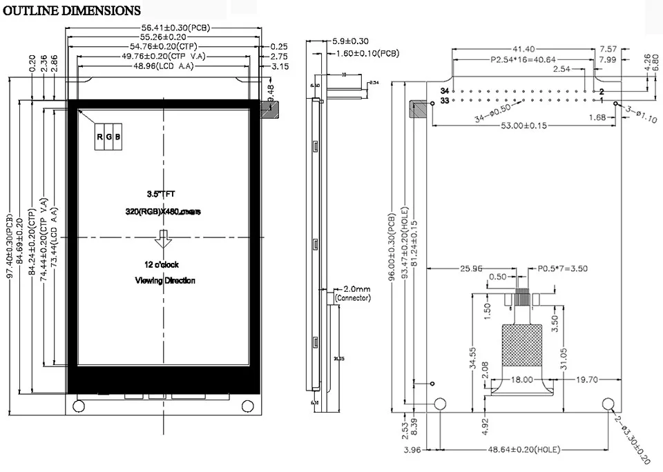 3,5 "дюймов 320*480 NT35310 TFT WKS Цвет ЖК-дисплей модуль Экран дисплея с I2C емкостный сенсорный Панель строить- В GT5668