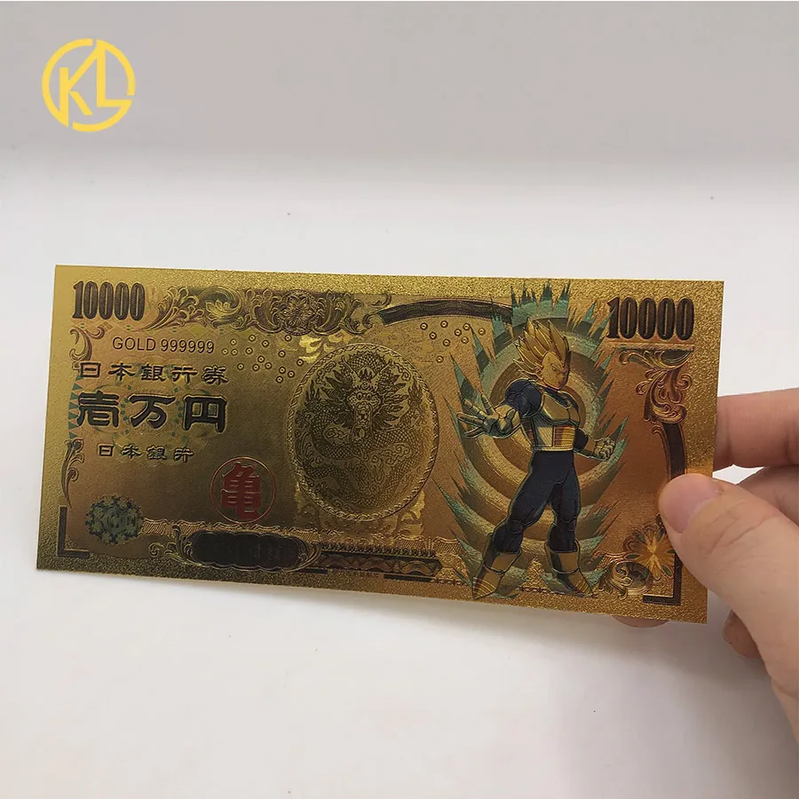 100 шт./лот Мультяшные Dangon банкноты красочные Япония 10000 иен Япония Золотая банкнота в позолоченной банкноте