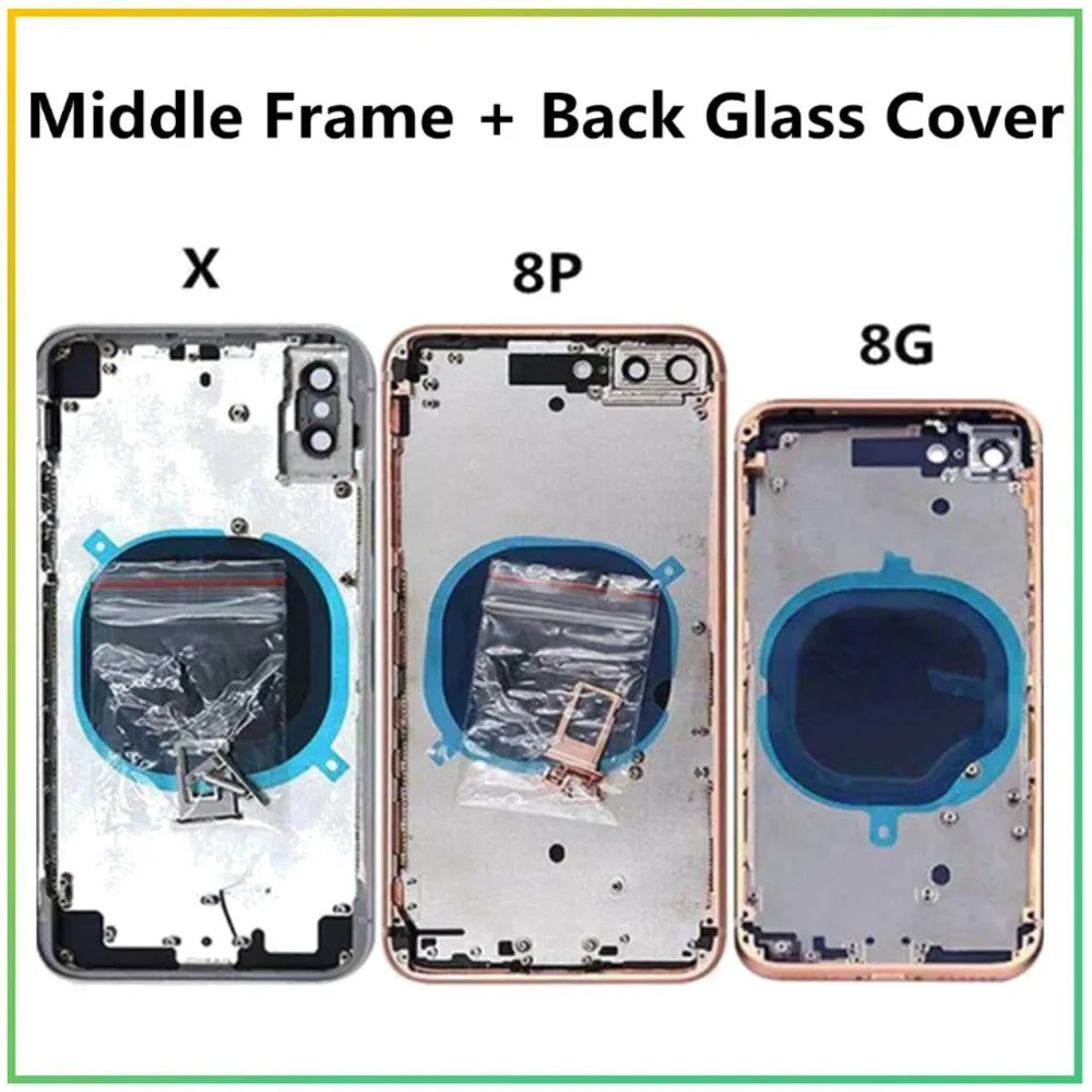 Задняя крышка батареи Замена для iphone 8 8 Plus iphone X задний корпус средняя рамка и Задняя стеклянная крышка CE+ текст для iphone X