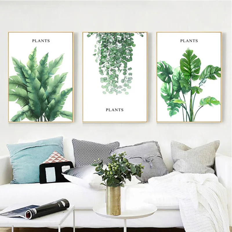 

Scandinavian Style Tropical Plants Poster Green Leaves Decorative Picture Modern Wall Art Paintings for Living Room Home Decor