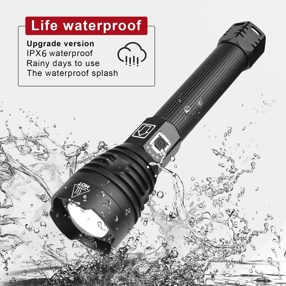 rechargeable led torch 2021 Newest XHP90.3 Powerful Led Flashlight 18650 Torch Light Xhp90 Rechargeable Tactical Flashlight Cree XHP50 Zoom Work Lamp police torch