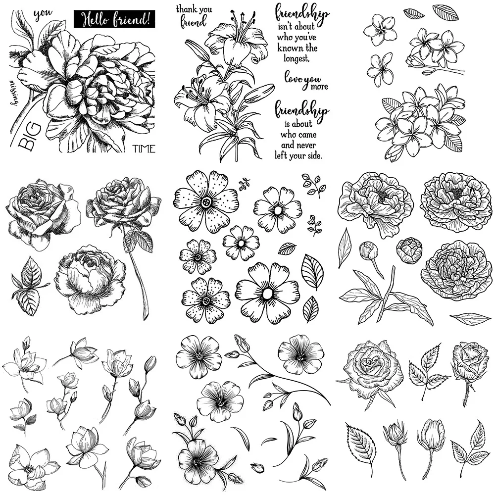 Romantic Flower Silicone Stamping Letters Rose DIY Handbook Stamps Decorations Rubber for Scrapbooking Decor | Дом и сад