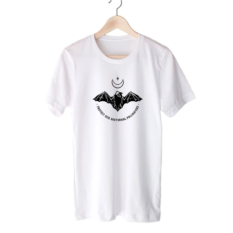 Защитите наши ночные поллинаторы летучая мышь футболка женские хлопковые Графические футболки готические топы летние повседневные винтажные футболки Прямая поставка