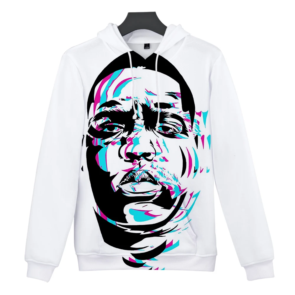 Хип-Хоп Модный Повседневный 3D B.I.G BIGGIE толстовки осень для мальчиков и девочек wo для мужчин Harajuku B.I.G BIGGIE 3D Толстовка с капюшоном топы