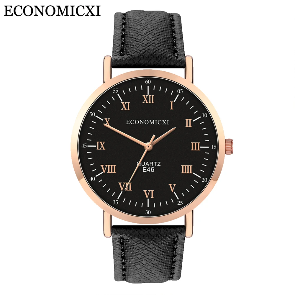 

ECONOMICXI Fashion Simple Personality Trend Leather Strap Female Watch Luxury Alloy Quartz LadyLeather Reloje Para Mujer Fashion