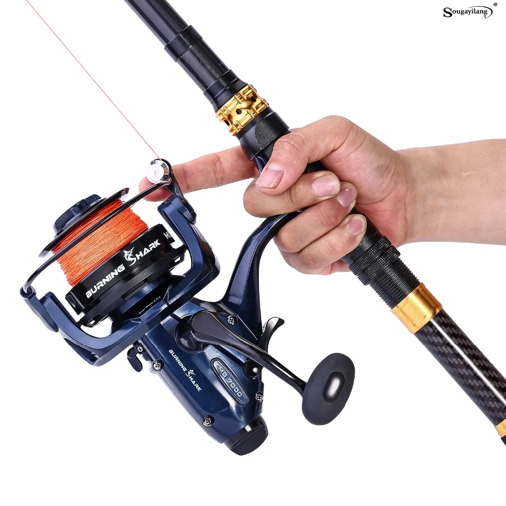 Sougayilang MG7000 Spinning Reel 13+1BB Sea Fishing Reel Feeder Carp Reels Fishing Tackle Coil De Pesca 9-14KG Drag Fish