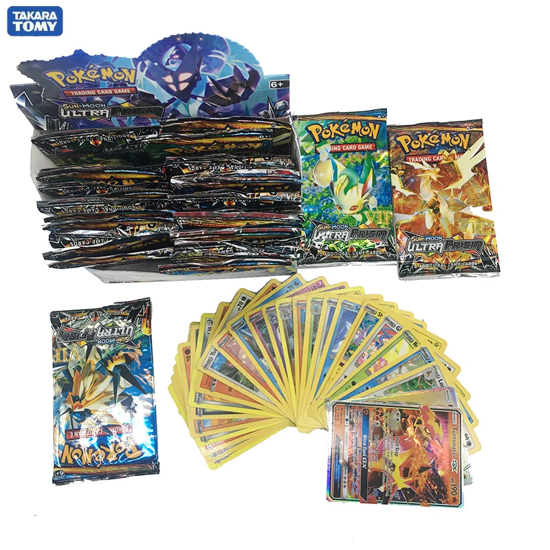 Takara Tomy Pokemon 324 pièces GX EX MEGA couverture carte 3D Version soleil & lune ULTRA prisme carte à collectionner cadeau enfants jouet