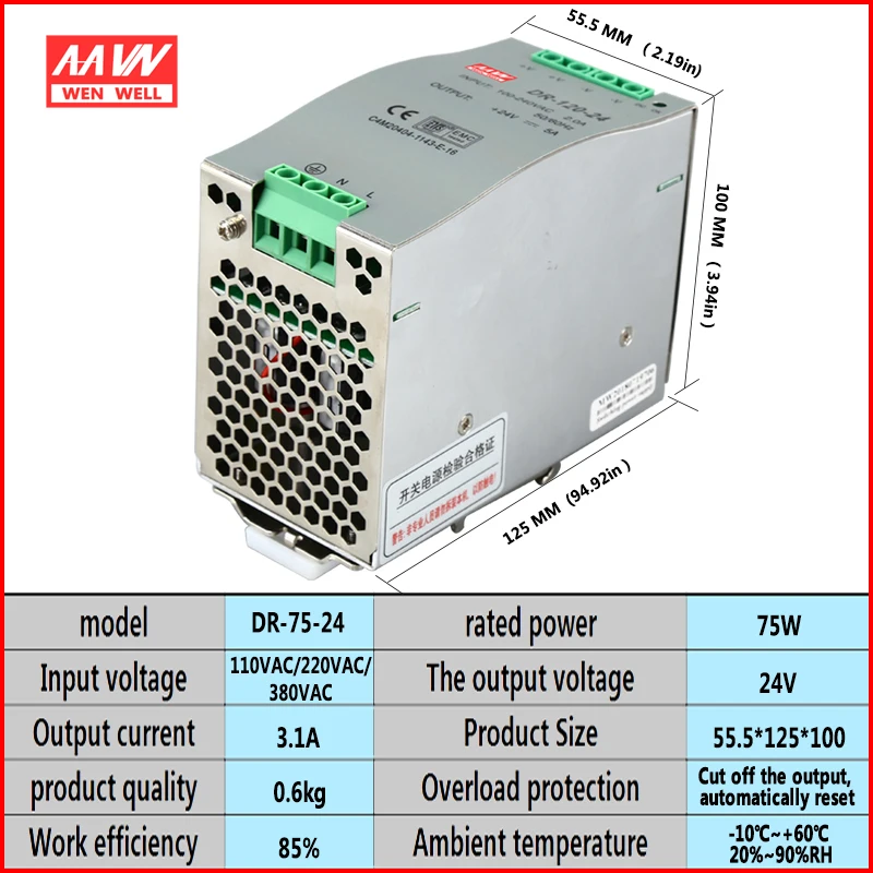 da c.c. 75w24v3.2a da alimentação supply120w24v5a do