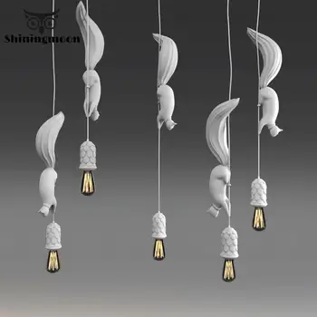 

Modern Creative Resin Squirrel Pendant Lights Nordic White Design Children's Room Decor Dinning Room Pendant Lamp Light Fixture