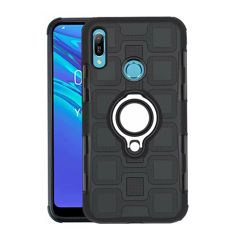 

Armor Shockproof Case For Huawei Y5 Y6 Y7 Y9 Prime 2018 2019 Cover Luxury Two in one Silicone Anti-Fall Magnetic Ring Phone Case