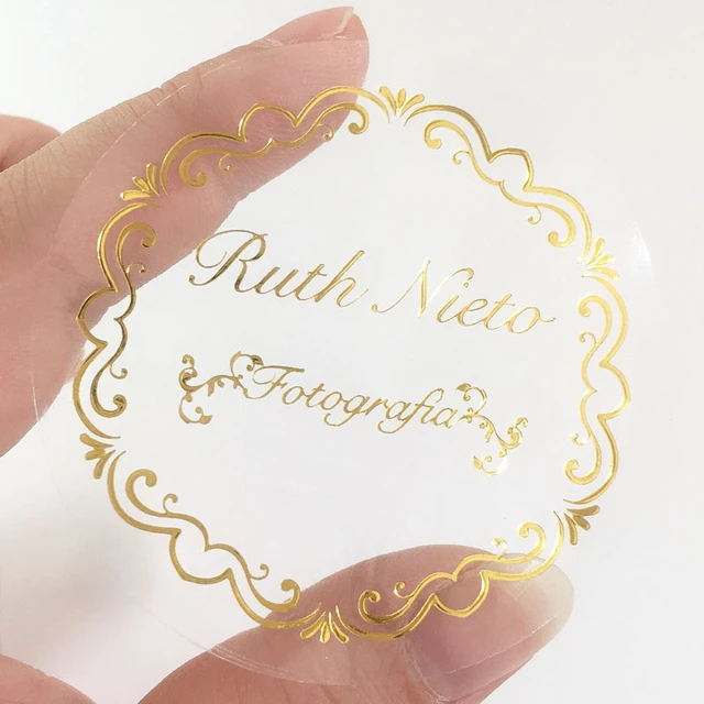 100 Sheets/Black Gold Foil Sticker Custom Commercial Logo Wedding Custom  Label Golden Packaging Round Transparent Label you logo - AliExpress