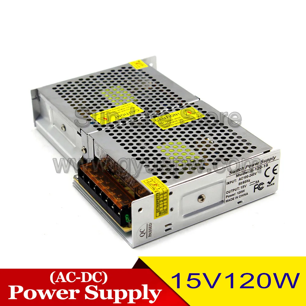 15V 8A 120W Импульсный блок питания драйвер 110v 220V AC DC15V SMPS для дисплей из светодиодной ленты свет CCTV