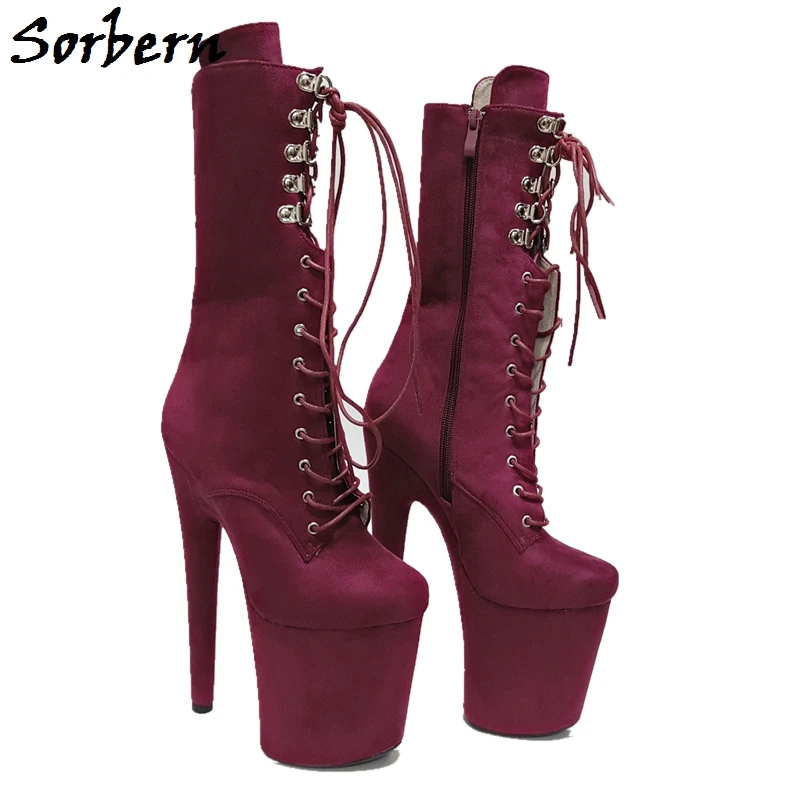 

Sorbern 20cm Pole Dance Boots Flock Women High Heels Boots Custom Color Botines Mujer 2019 Unisex Club Pary Boots