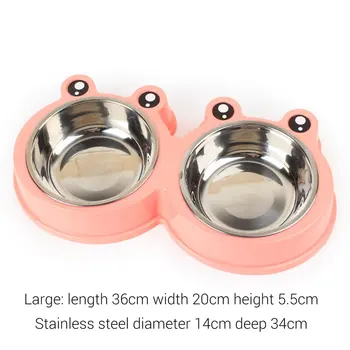 

3 Colors Stainless Steel Double Pet Bowls for Dog Puppy Cats Food Water Feeder Pets Supplies Feeding Dishes Dogs Bowl 2 Sizes