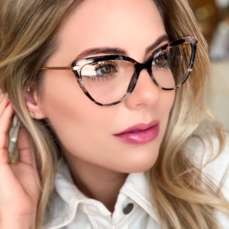 LONSY Fashion Sexy Women Cat Eye Reading Glasses Retro Glasses Frame With Prescription Anti Blue Light Lenses Metal Eyewear