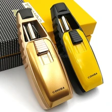 Высококачественный фонарь COHIBA, зажигалки, ветрозащитная 1 струйная многоразовая зажигалка, креативный пистолет, регулируемая Зажигалка для сигар