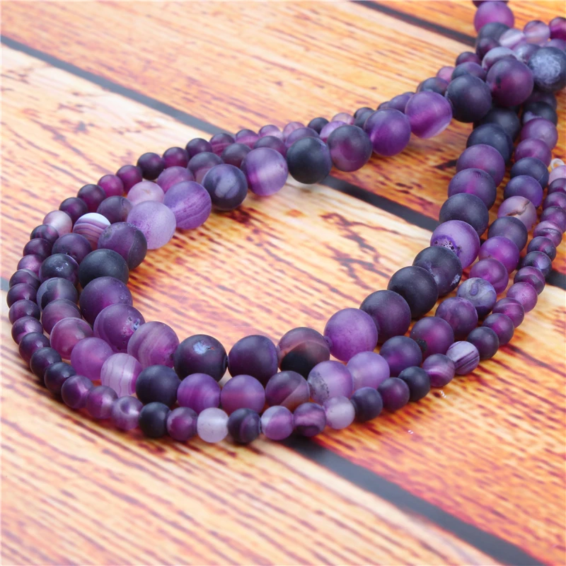 

Purple Stripes Natural Stone Bead Round Loose Spaced Beads 15 Inch Strand 6/8/10/12mm For Jewelry Making DIY Bracelet