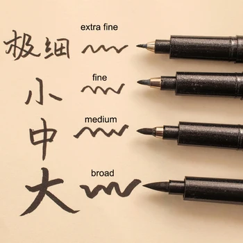 

1pc Soft Brush Pen Black Fillable Student Calligraphy Pens Extra Fine/Fine/Medium/Broad Nib for Choose School Office Supplies