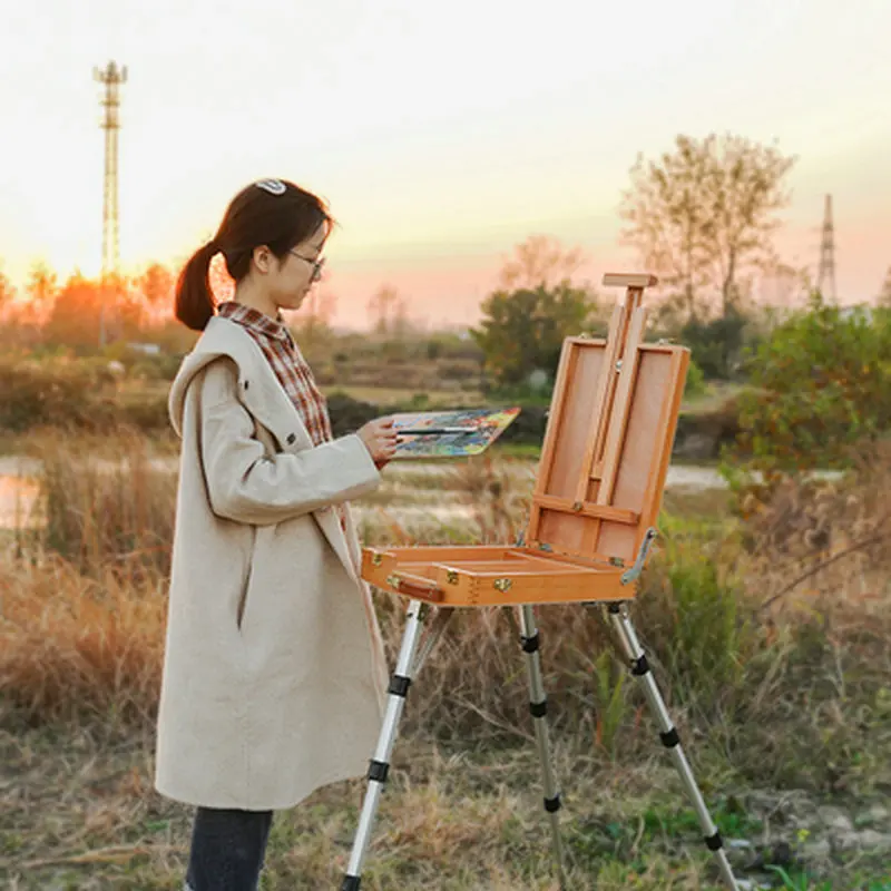 Portable Sketchbook For The Artist Easel Painting Box Wooden Stand Easel  For Drawing Oil Paint Table Painting Art Supplies Easel - Easels -  AliExpress