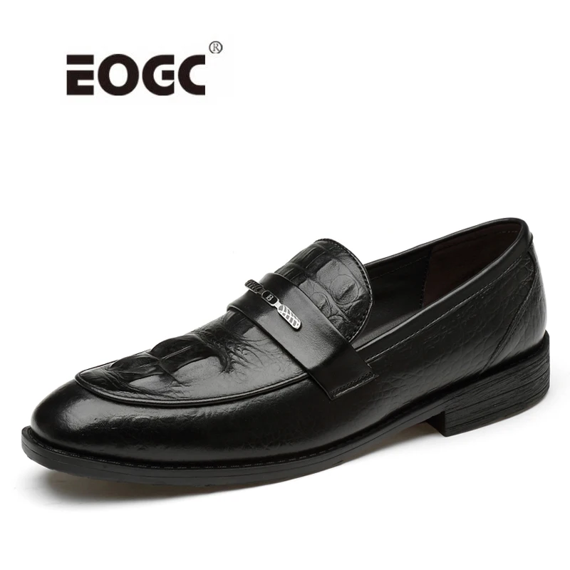 

Genuine Leather Men Shoes Business Handmade Dress Shoes Formal Wedding Shoes Men with Buckle Strap Slip On Flats Shoe