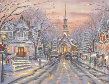 

JMINE Div 5D house street Christmas Village Winter Full Diamond Painting cross stitch kits art Scenic 3D paint by diamonds