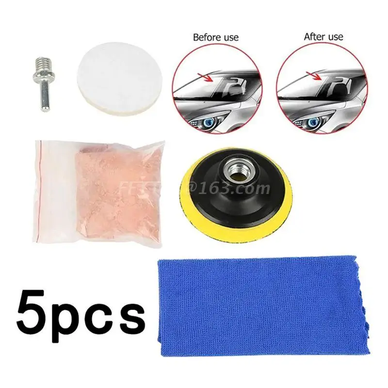 Car Polish Glass Windshield Polishing Kit Scratch Removal 5pcs Auto Window Glass Polished Remover Repair Tool Cerium Oxide car scratch remover car polishing kit