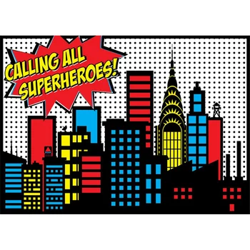 

Calling All Superheros Photography Backdrop Children Happy Birthday Banner Backdrops For Photo Studio Baby Shower Decoration