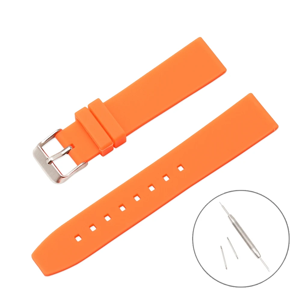 Orange Универсальный 18 мм 20 мм 22 мм ремешок для huawei Watch 1st для Garmin Forerunner 645 для Fossil Q мягкий силиконовый ремешок для часов Ремешок - Цвет: Orange