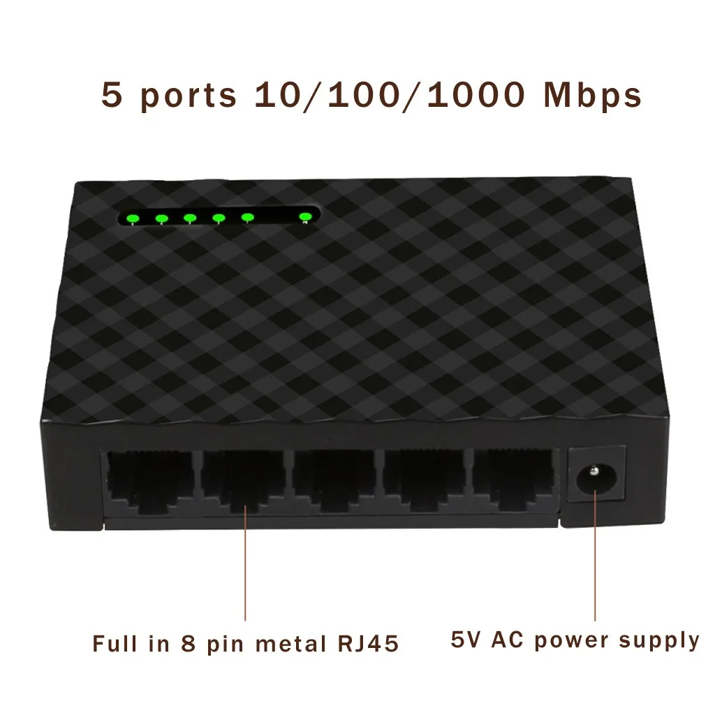 Usb-концентраторы Новые поступления RJ45 мини 5-Порты для быстрой работы в сети этернет на черный Переключатель концентратор для компьютера Тетрадь настольных ПК ЕС Вилки 19OCT31