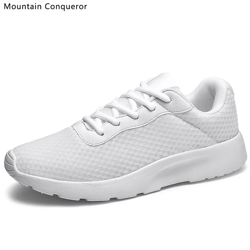 Белый Mountain Conqueror Men Vulcanize Shoes Sneakers Breathable Casual No-slip Men Male Air Mesh Lace up Man Shoes Size 35-47 - Цвет: Белый
