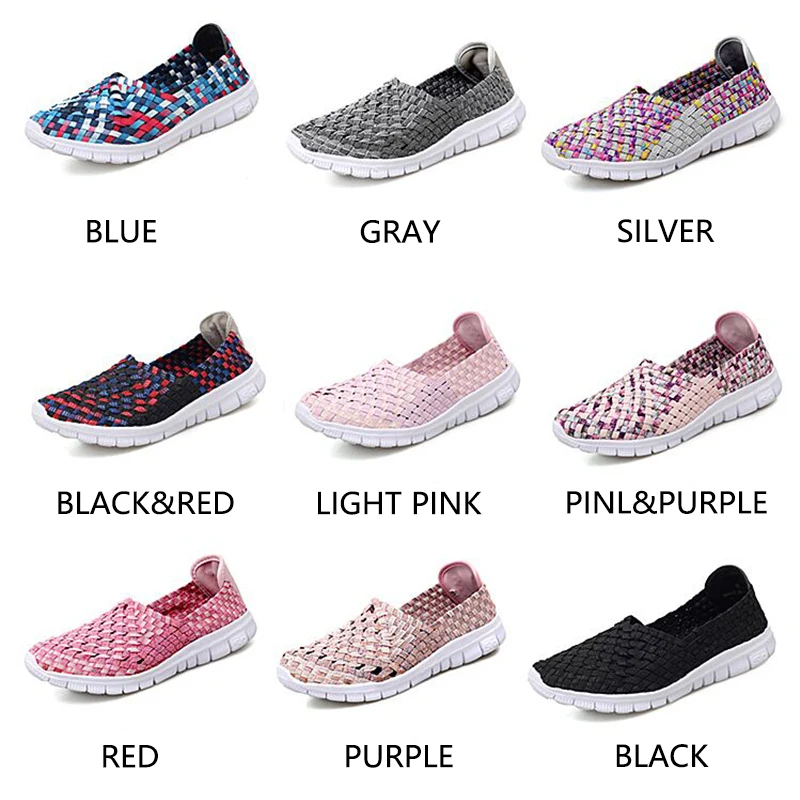 MARSON Women's Flats Female Casual Shoes Woman Sneakers Ladies Jogging Shoe Weave Breathable Walking Plus Size 35-42 Nine Colors women shoes women sneakers women flats casual shoes