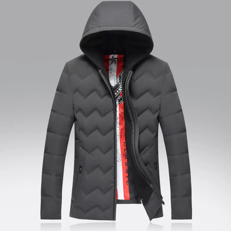 Sport Hooded Down Jacket Autumn Winter Men's Short Lightweight Stand Collar Outdoor Wind Protection Warm Jacket Men Down Coats - Цвет: Серый