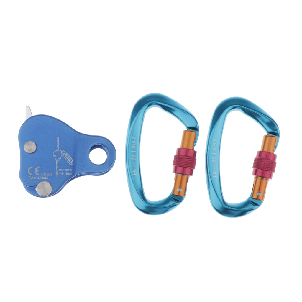 Rock Climbing Rescue Safety Rope Grab& 2 Carabiner Climbing Accessories Exploring Rappelling