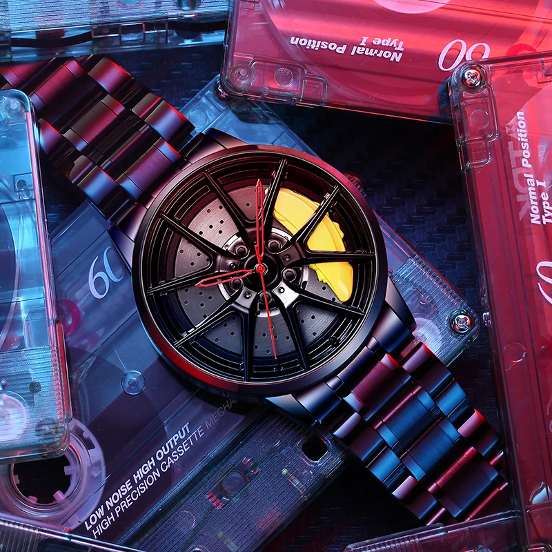 Новые наручные часы NIBOSI с желтым ободом автомобиля мужские Роскошные