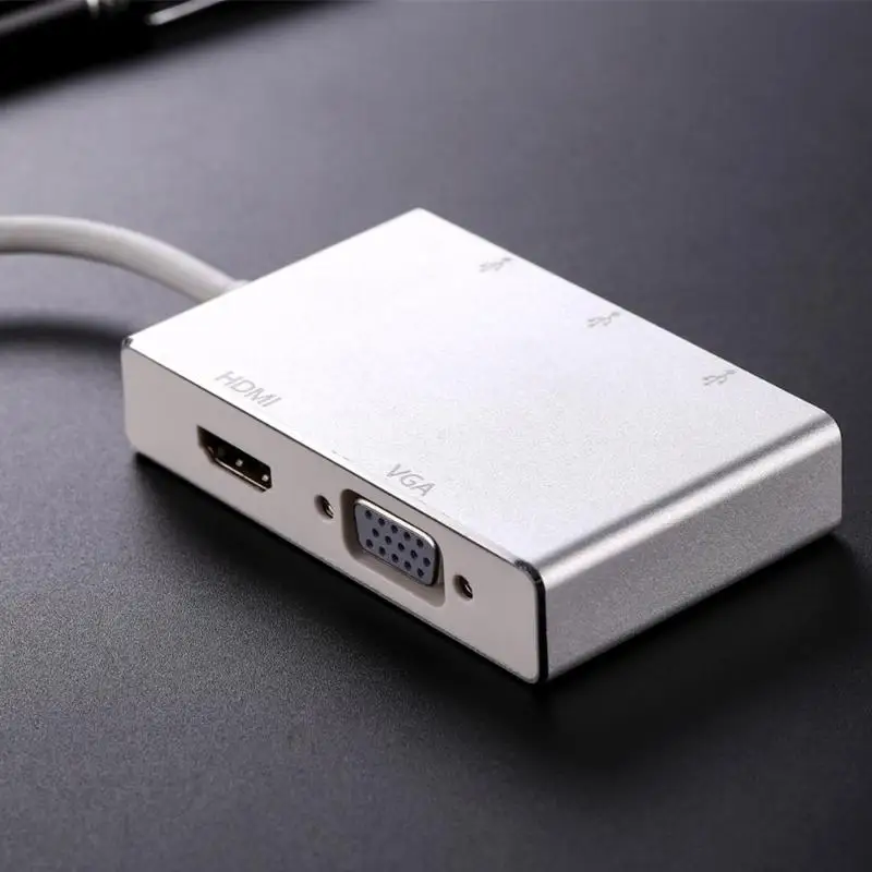 USB C к HDMI VGA 3 USB3.0 конвертер портативный 5 в 1 концентратор переходник разветвитель Совместимость с оборудованием высокой четкости