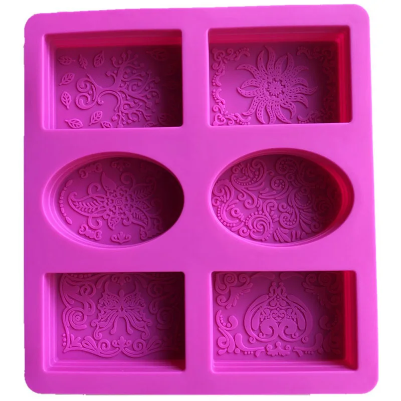 Silicone Soap Mold for Soap Making 3D 6 Forms Oval Rectangle Soap