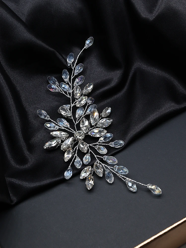 Elegant Silver Bridal Hair Accessory Rhinestone Hair Vine Crystal Headband Women Flower Jewelry Wedding Accessories