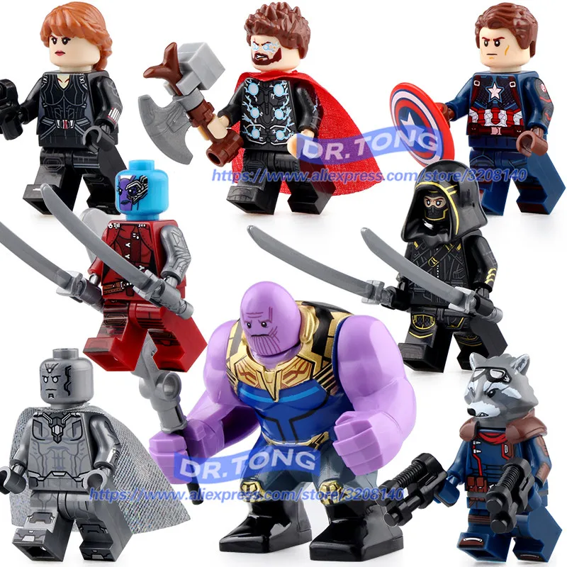 

Single Sale Marvel Avengers 4 Endgame Thanos Nebula Vision Thor Star Lord Hulk Building Block Toys for Children Gifts KT1025