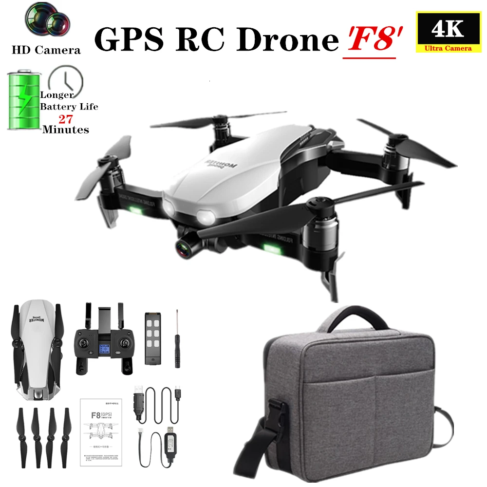 

RC Drone F8 GPS Drone 1080P 2K with Wifi FPV HD Camera Brushless Quadcopter Distance 1200m Fly 27 Mins VS F11 K1 SG906 X12 Dron